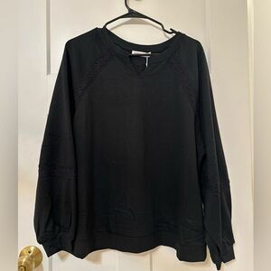 UE Black Women's Sweatshirt with Lace Accents